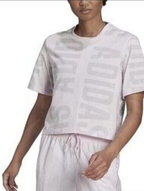 Adidas Essentials Oersized Allover Print Cropped Tee Lavender Purple